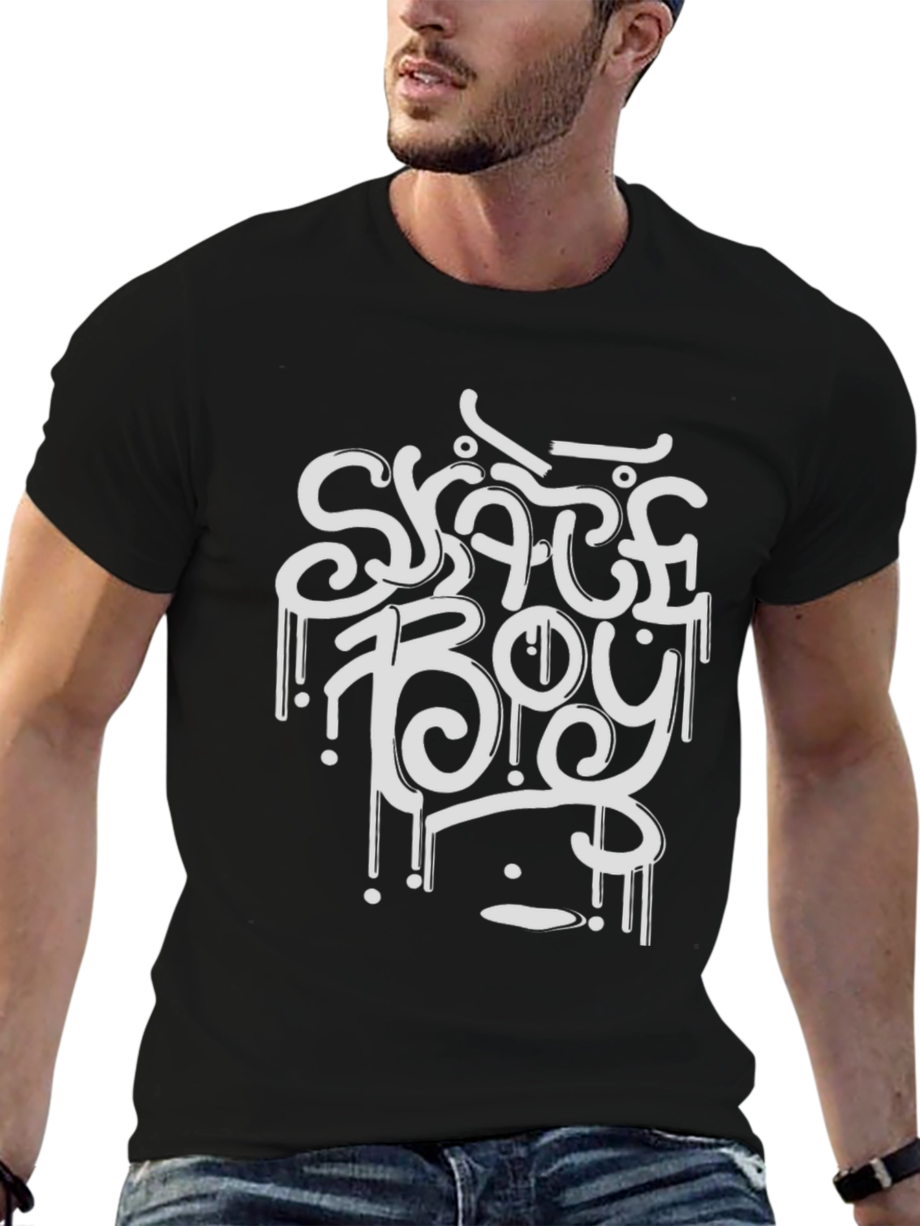 Skate Boy Graphic T-Shirt - Black