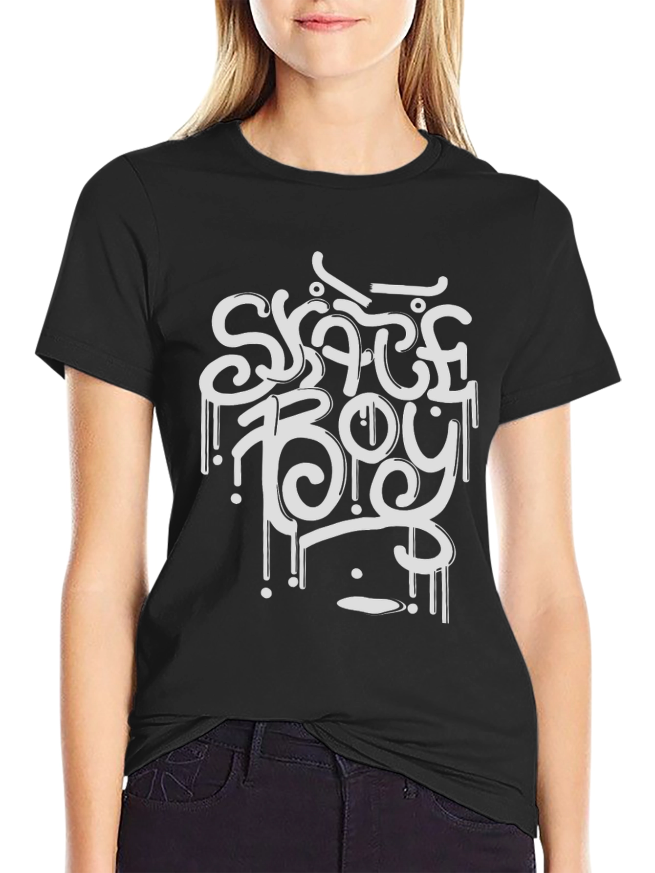 Skate Boy Graphic T-Shirt - Black