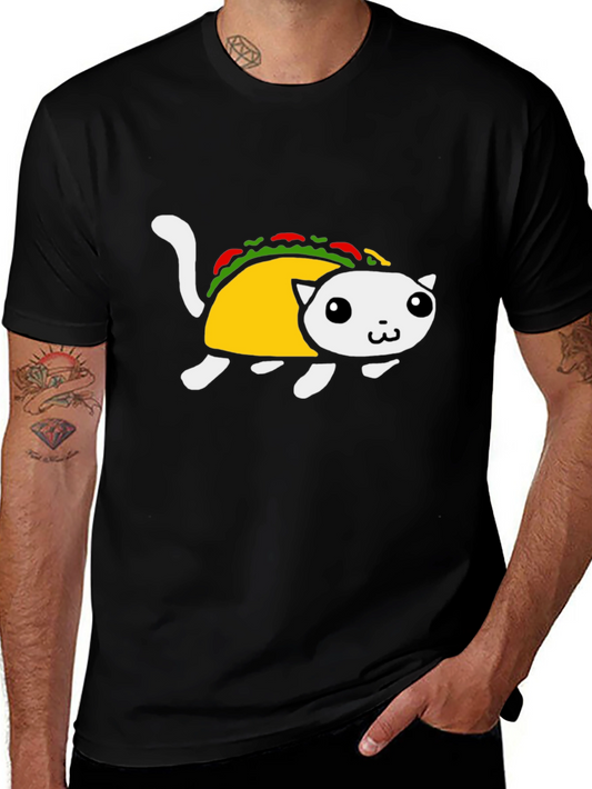 Taco Cat Graphic Tee - Black Short Sleeve