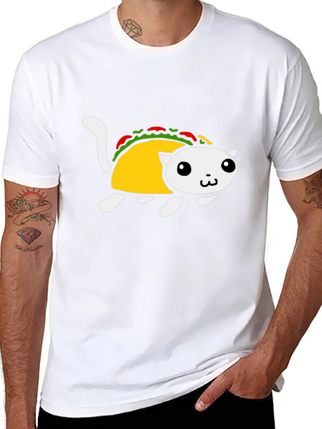Taco Cat Graphic Tee - Black Short Sleeve