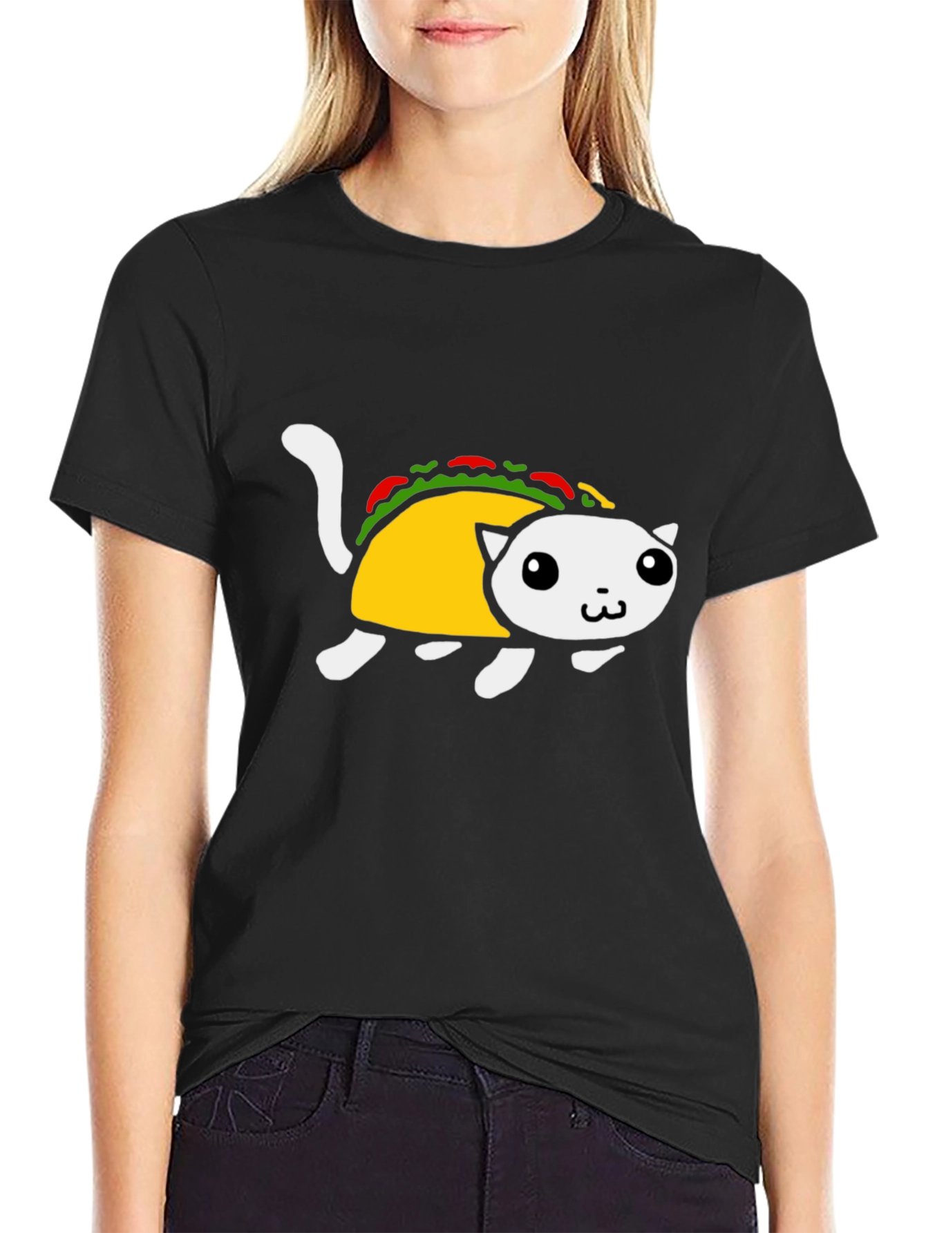 Taco Cat Graphic Tee - Black Short Sleeve