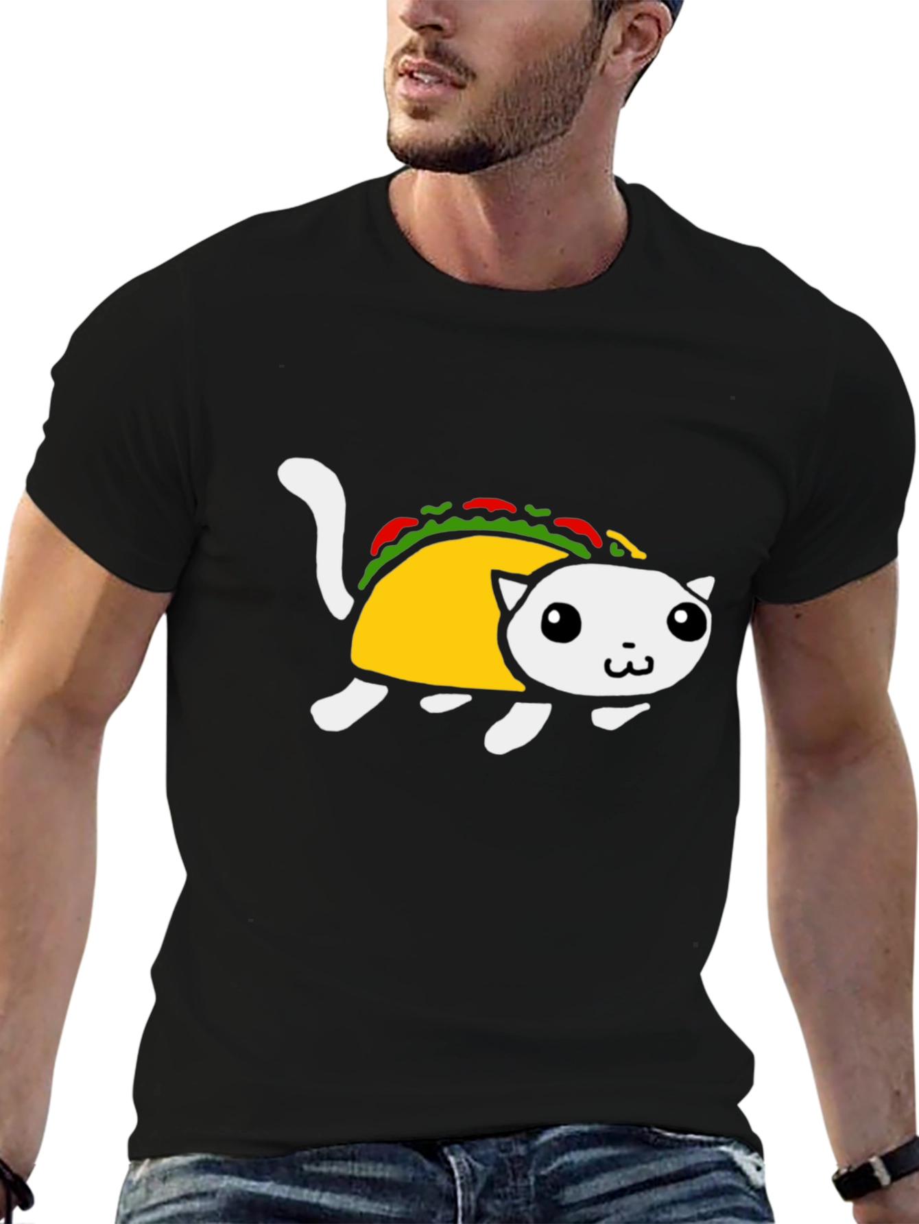 Taco Cat Graphic Tee - Black Short Sleeve