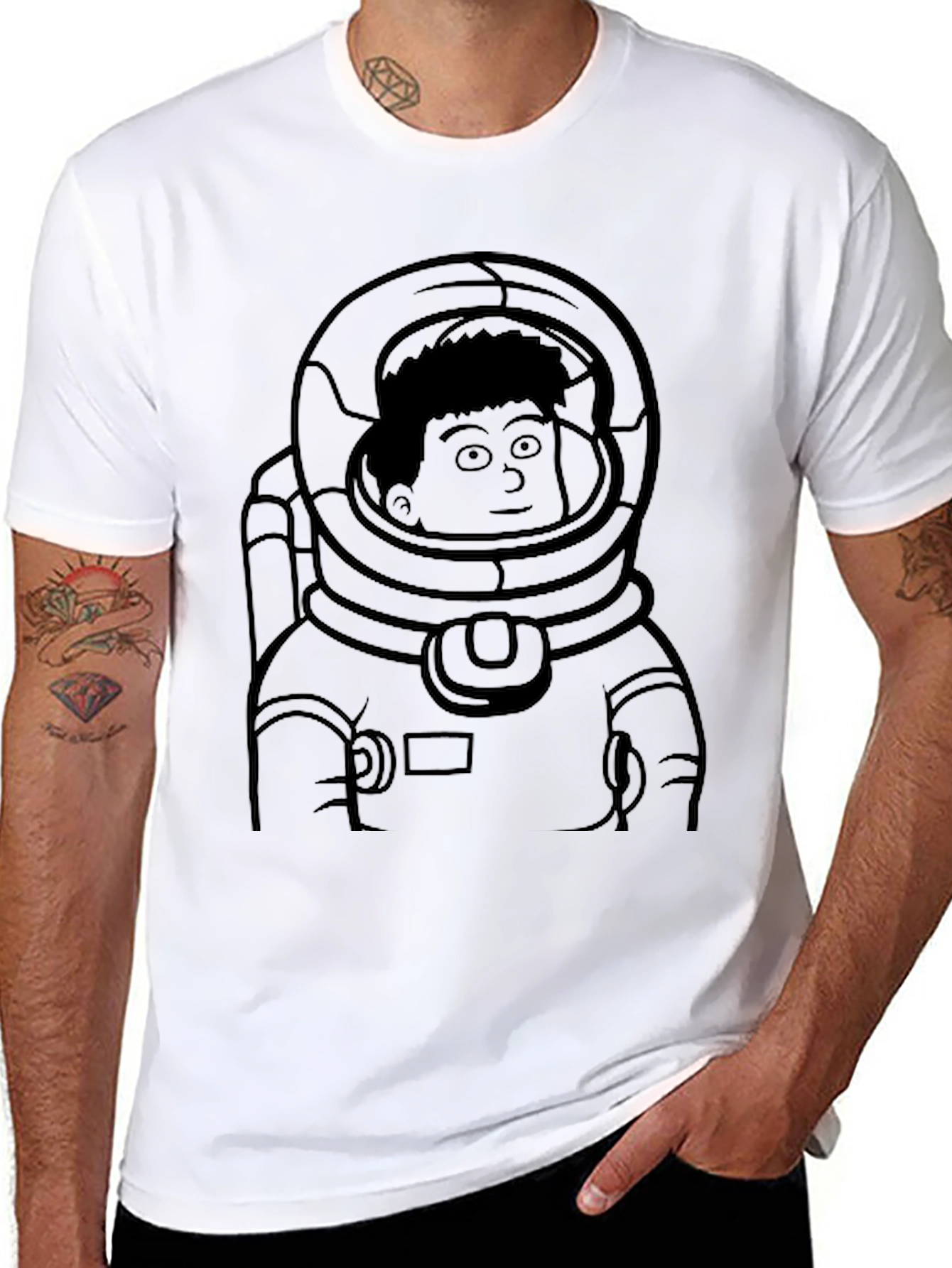 Astronaut Graphic Black T-Shirt Space Suit Design