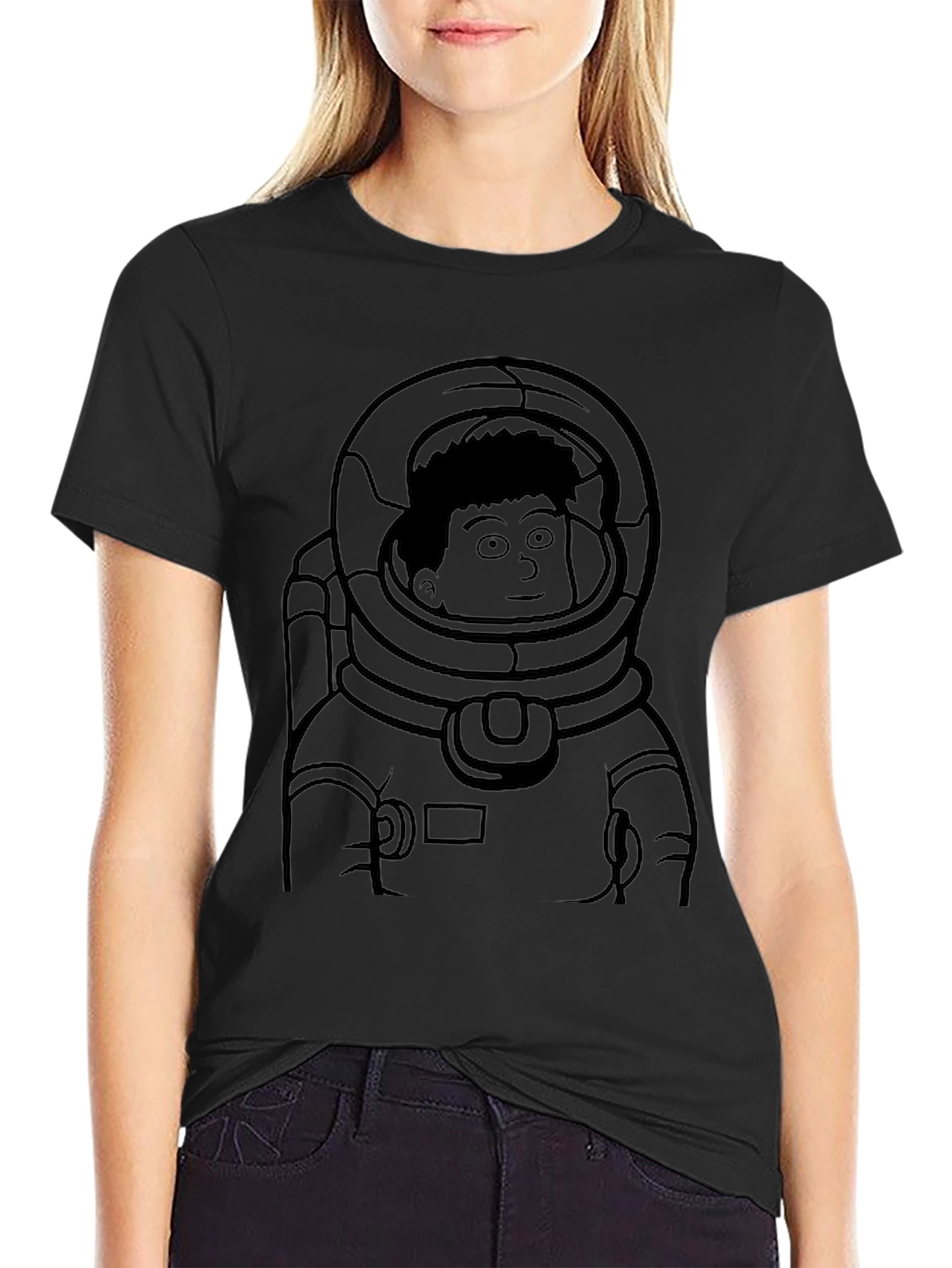 Astronaut Graphic Black T-Shirt Space Suit Design