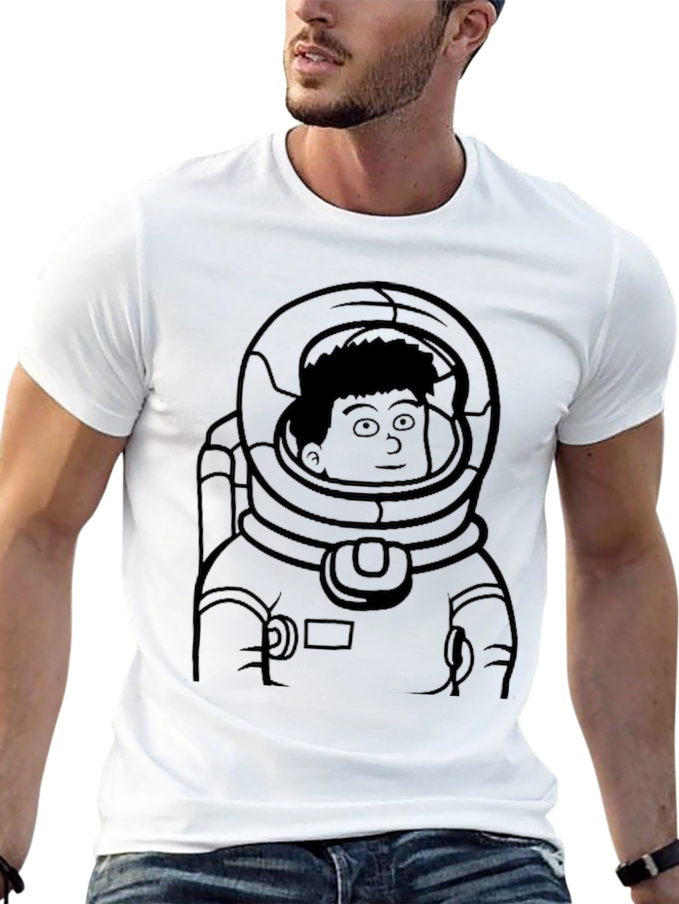 Astronaut Graphic Black T-Shirt Space Suit Design
