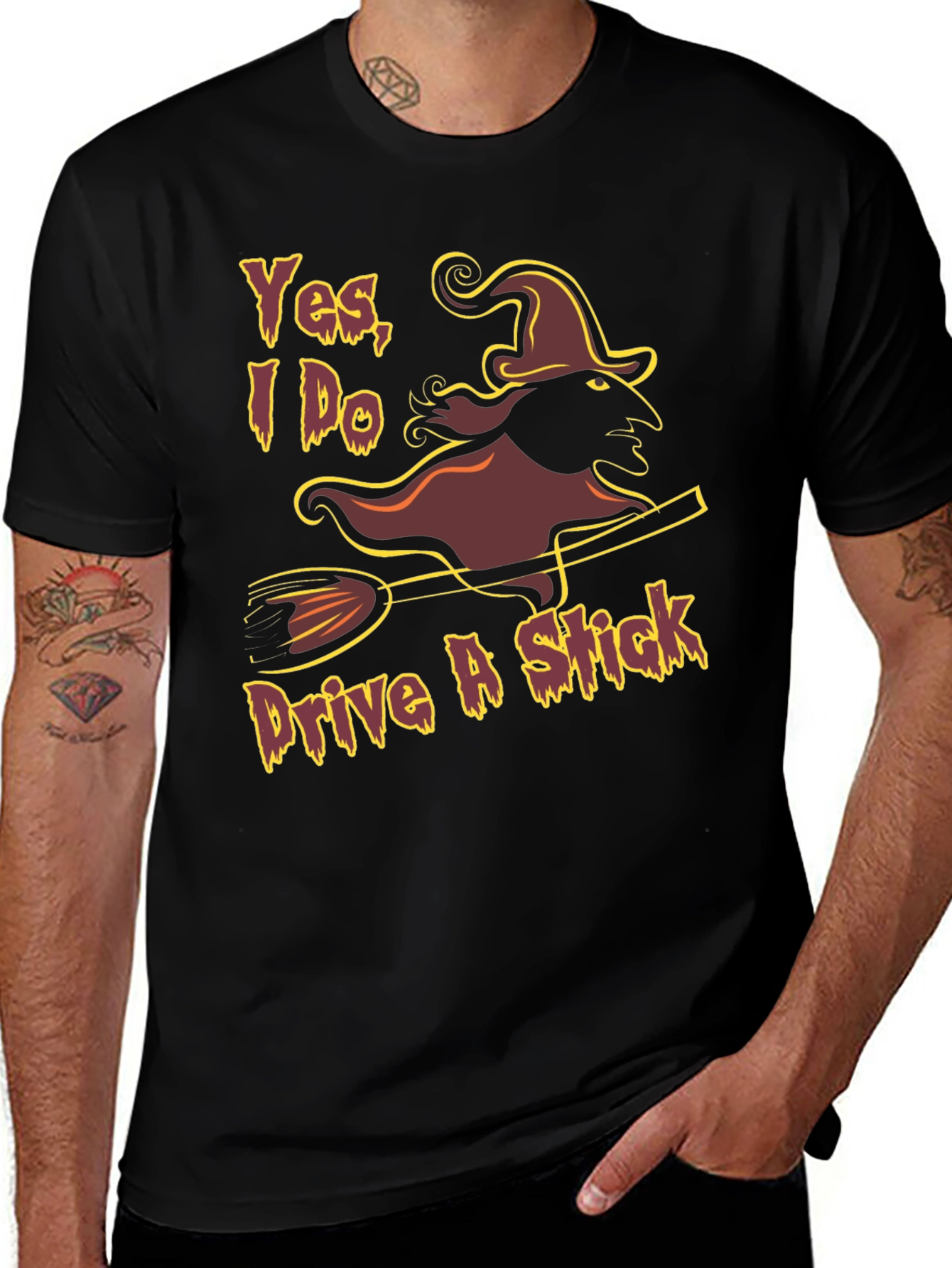Yes I Do Drive A Stick Witch Graphic T-Shirt