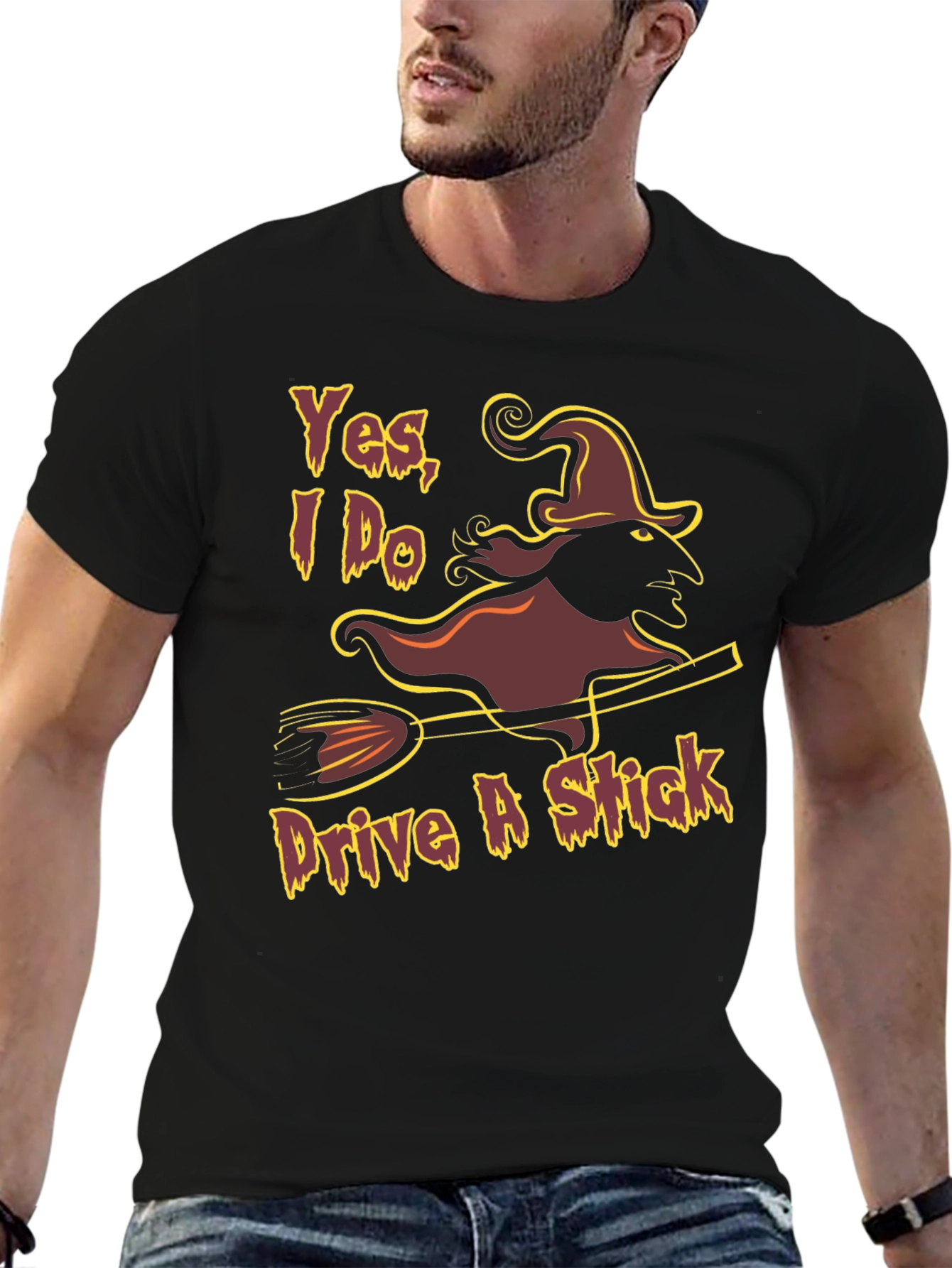 Yes I Do Drive A Stick Witch Graphic T-Shirt