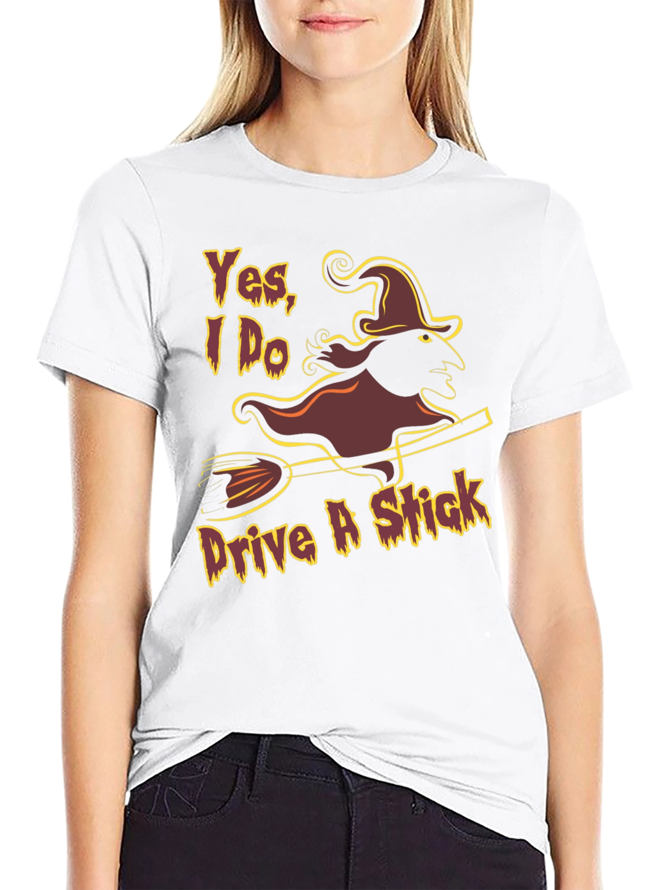 Yes I Do Drive A Stick Witch Graphic T-Shirt