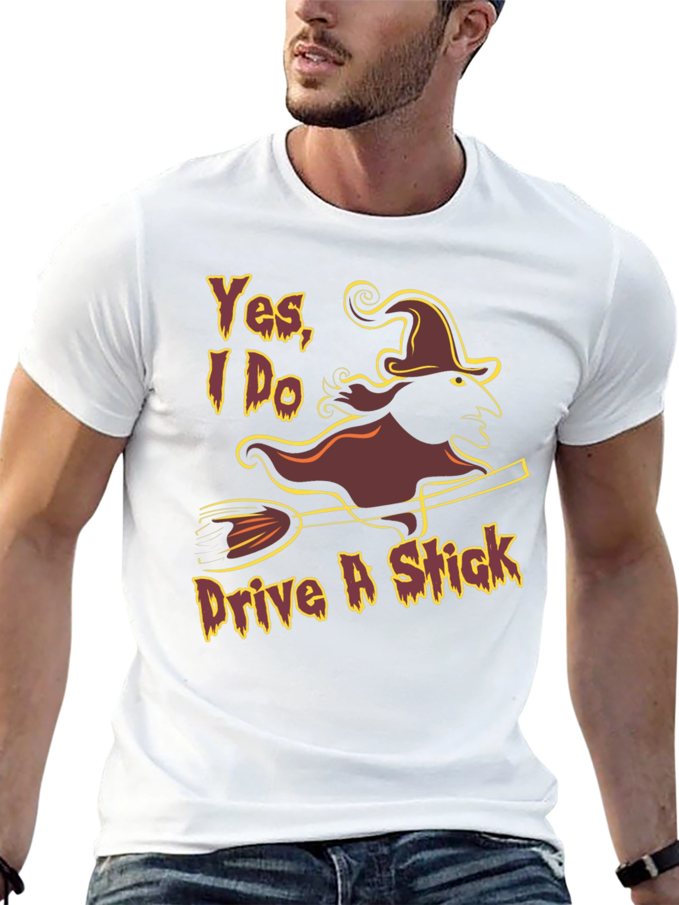 Yes I Do Drive A Stick Witch Graphic T-Shirt