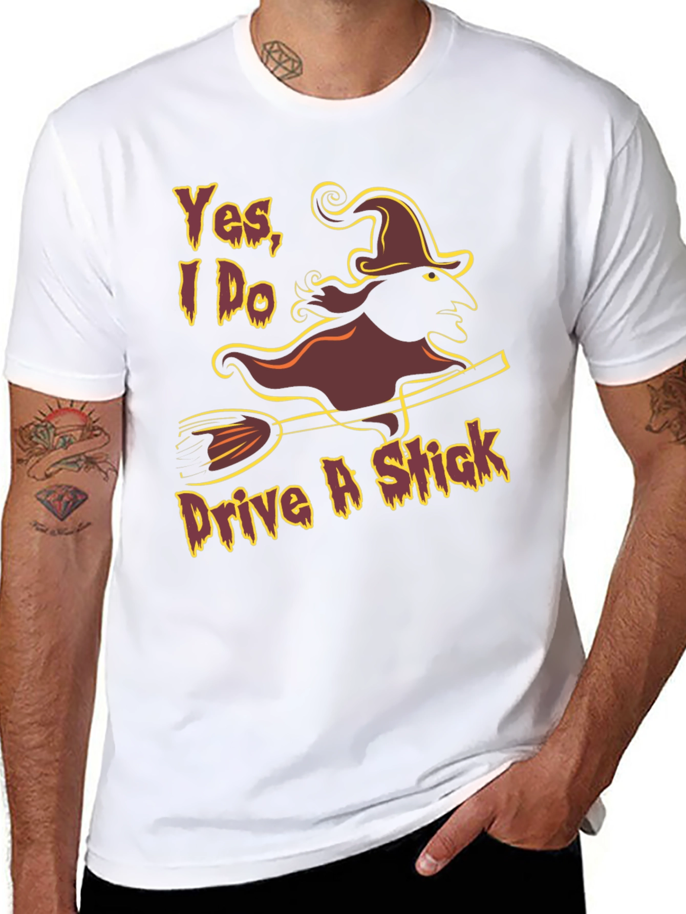 Yes I Do Drive A Stick Witch Graphic T-Shirt