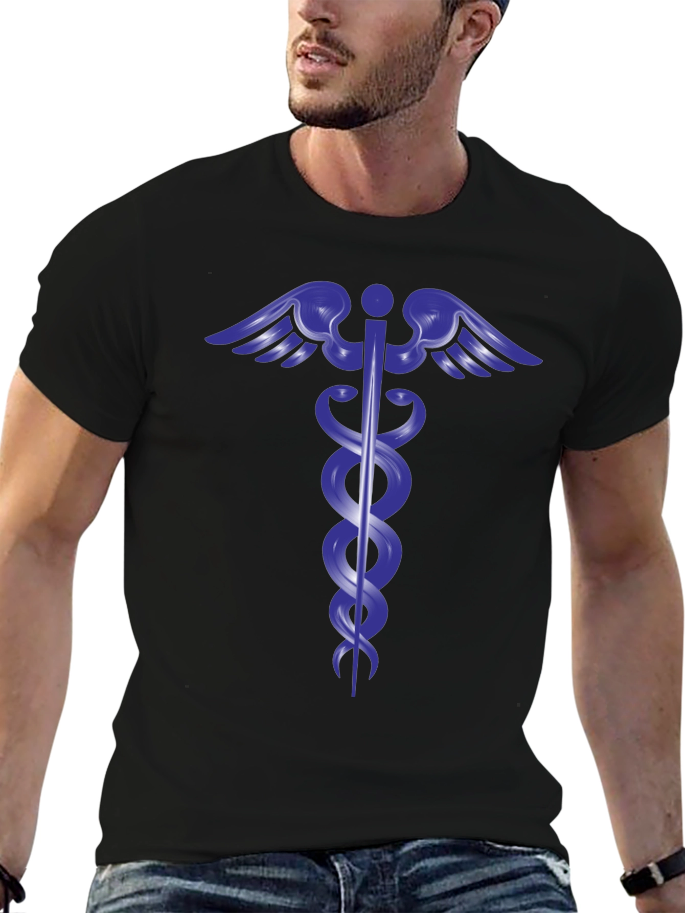 Caduceus Symbol Black T-Shirt - Medical & Health