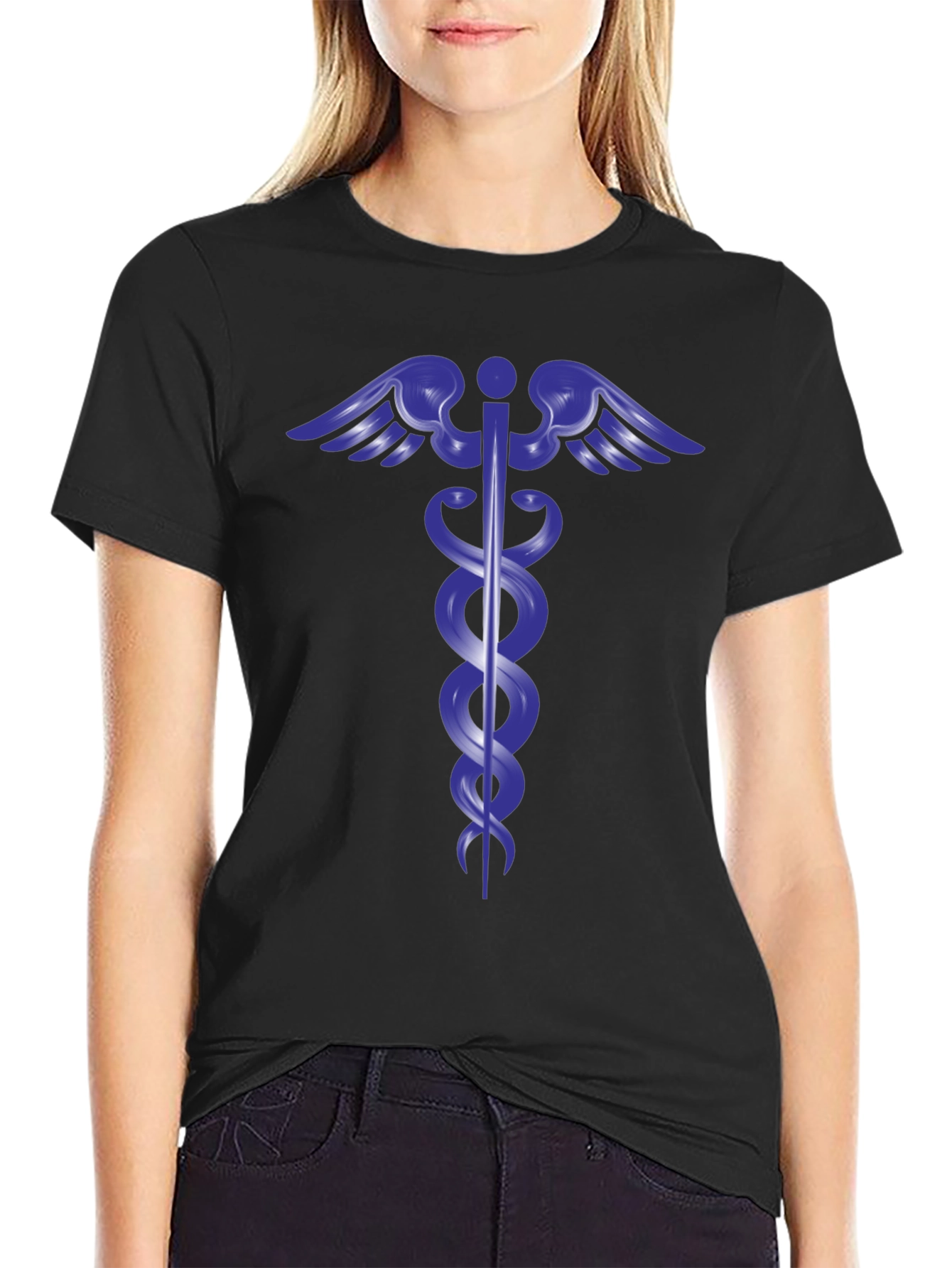 Caduceus Symbol Black T-Shirt - Medical & Health