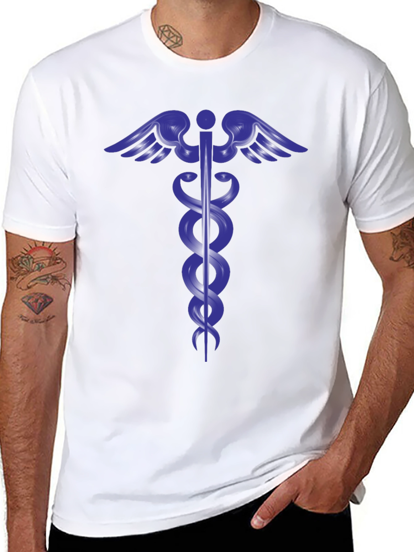 Caduceus Symbol Black T-Shirt - Medical & Health
