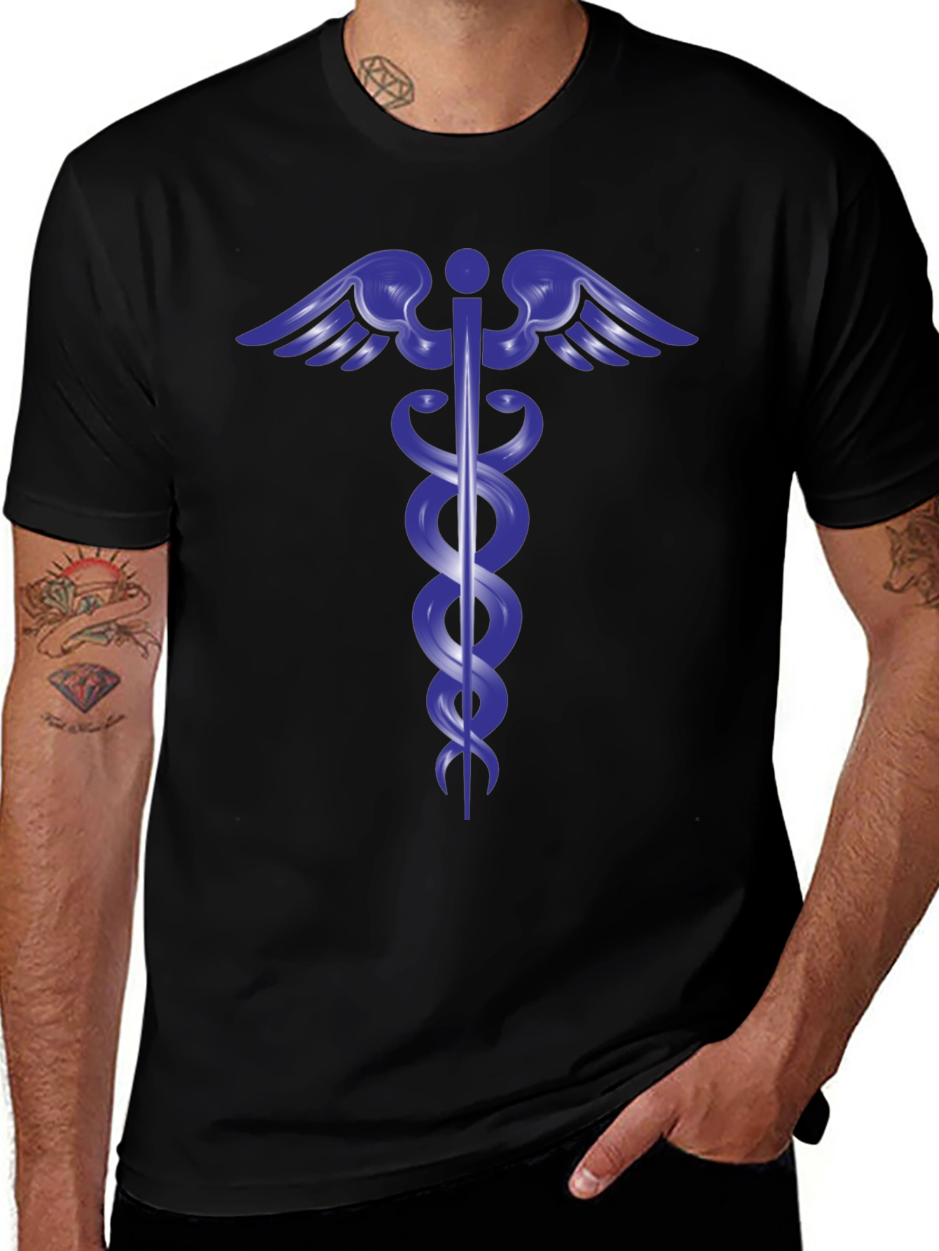 Caduceus Symbol Black T-Shirt - Medical & Health
