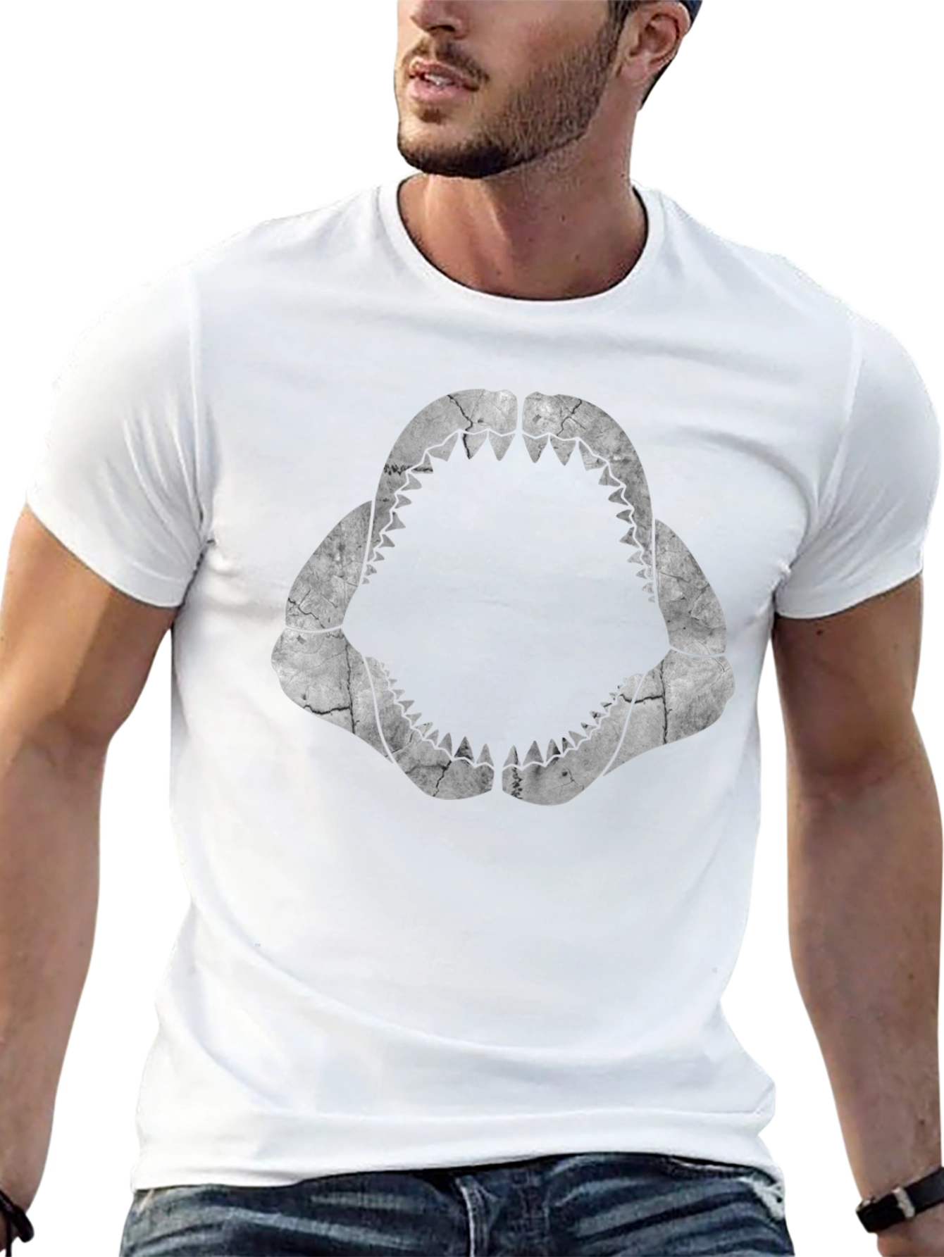 Shark Jaws Graphic Tee - Black Cotton T-Shirt