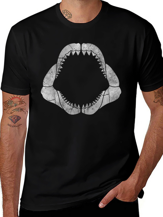 Shark Jaws Graphic Tee - Black Cotton T-Shirt