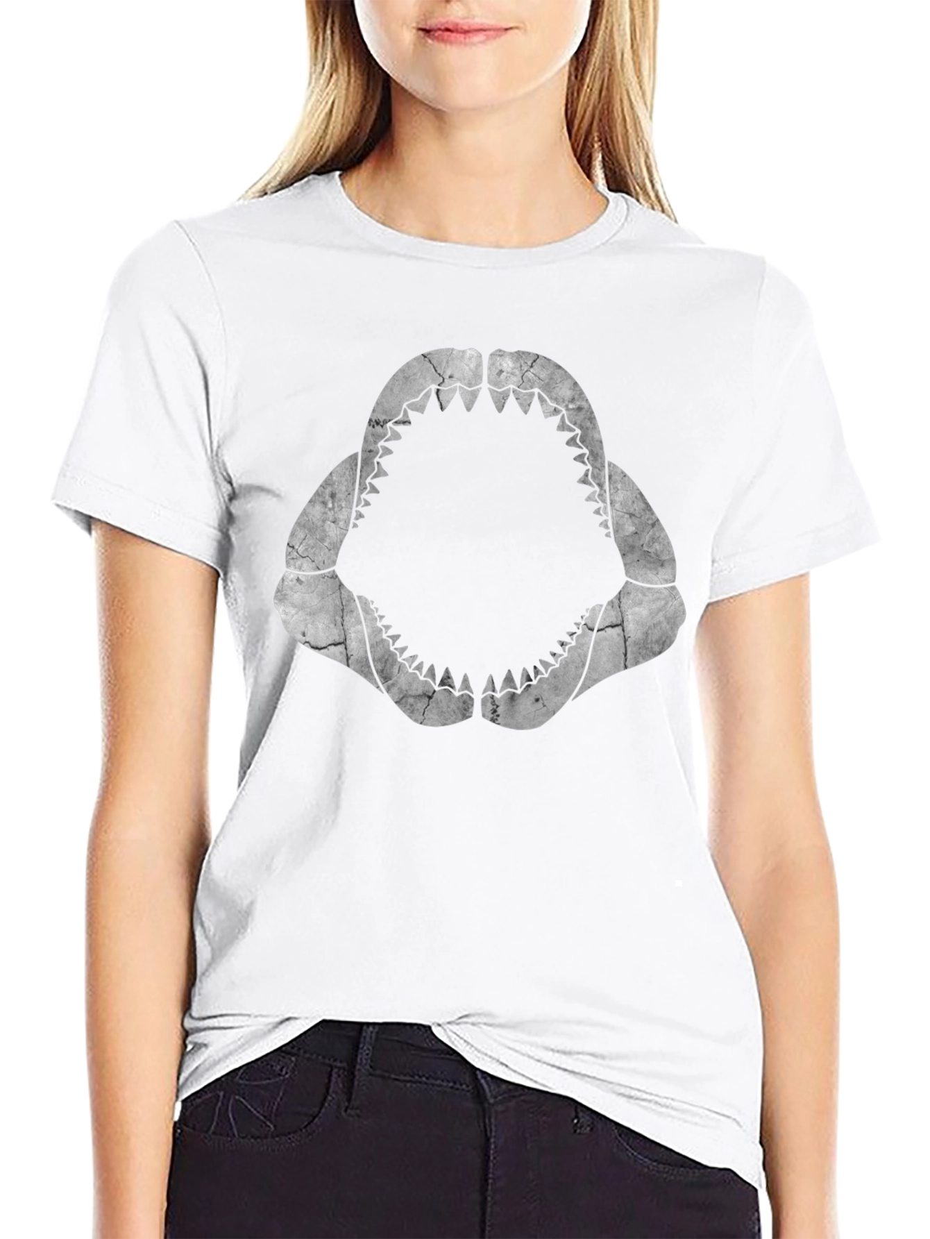 Shark Jaws Graphic Tee - Black Cotton T-Shirt