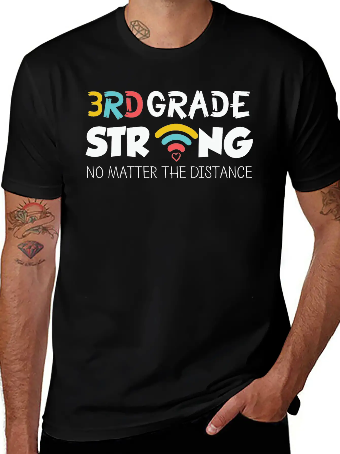 3rd Grade Strong No Matter The Distance Pencil Hea Lightweight Cotton T-Shirt – Daily Comfort Graphic Shirt