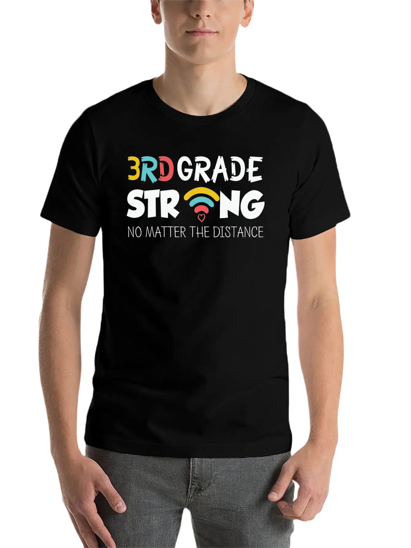 3rd Grade Strong No Matter The Distance Pencil Hea Lightweight Cotton T-Shirt – Daily Comfort Graphic Shirt