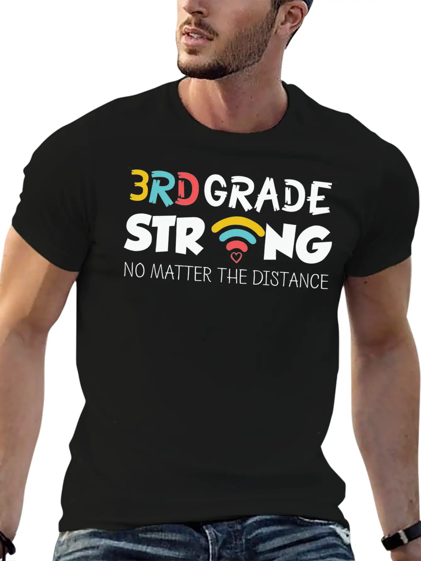 3rd Grade Strong No Matter The Distance Pencil Hea Lightweight Cotton T-Shirt – Daily Comfort Graphic Shirt