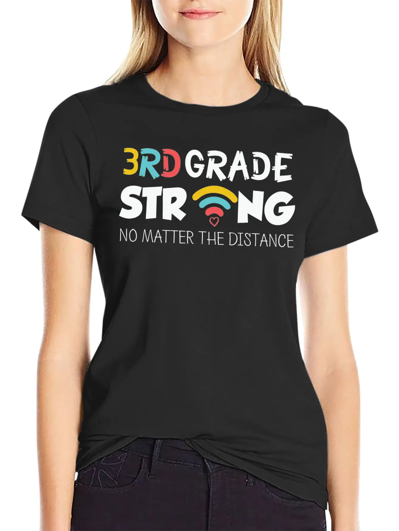 3rd Grade Strong No Matter The Distance Pencil Hea Lightweight Cotton T-Shirt – Daily Comfort Graphic Shirt