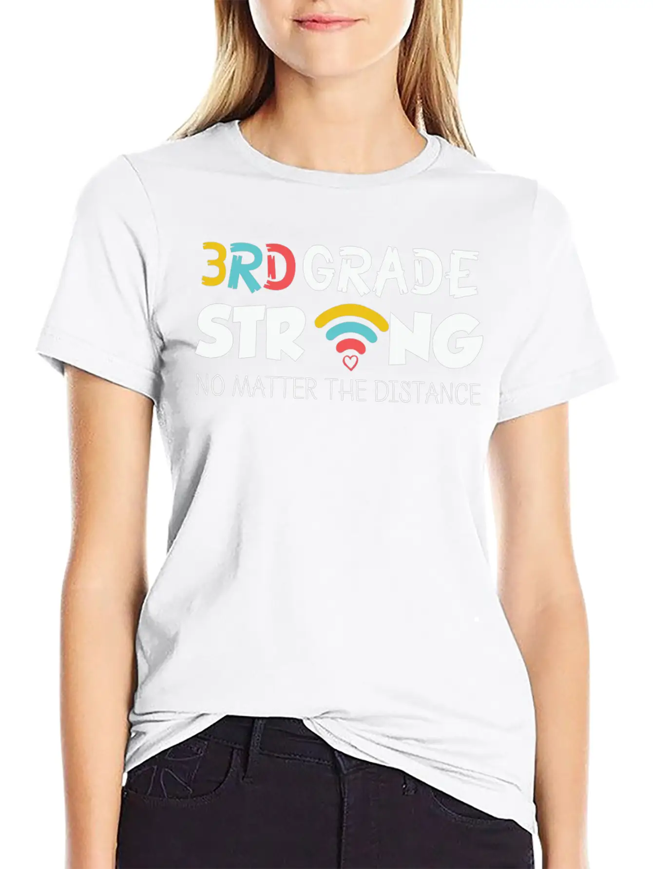 3rd Grade Strong No Matter The Distance Pencil Hea Lightweight Cotton T-Shirt – Daily Comfort Graphic Shirt