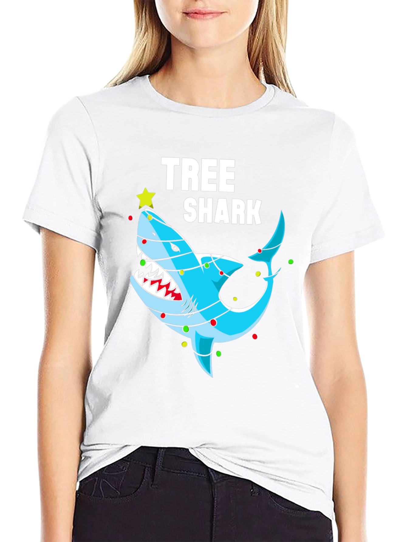 Tree Shark Christmas Graphic T-Shirt