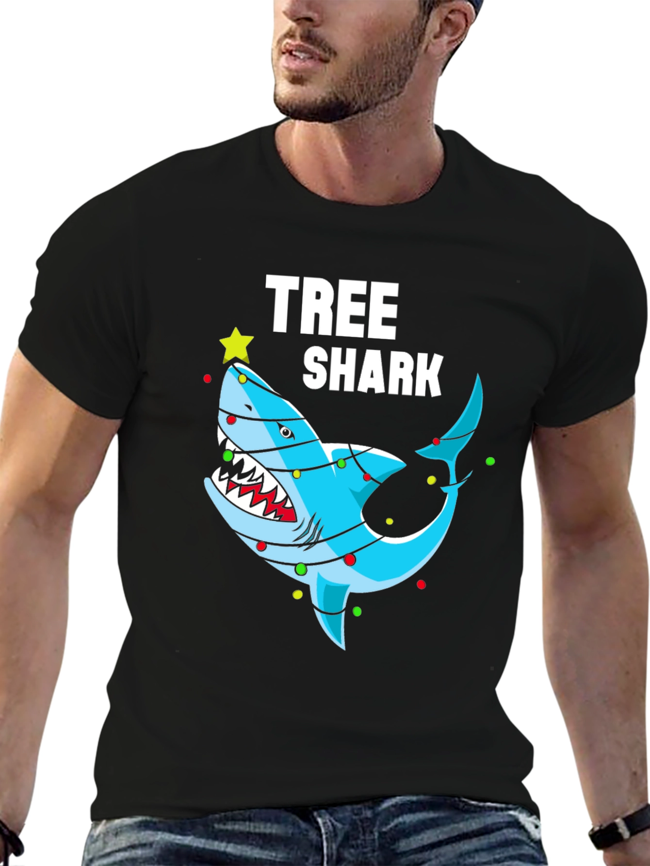 Tree Shark Christmas Graphic T-Shirt