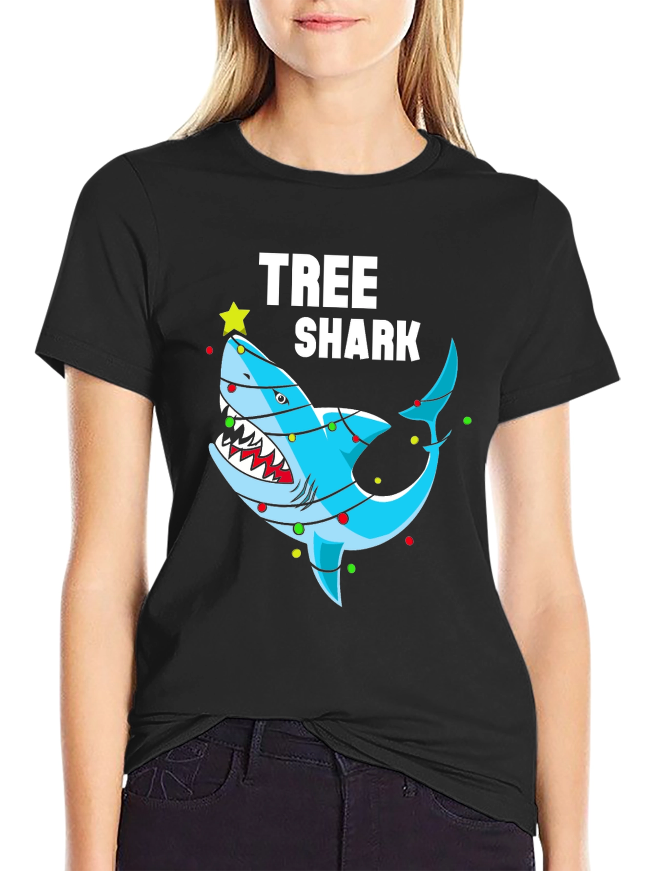Tree Shark Christmas Graphic T-Shirt