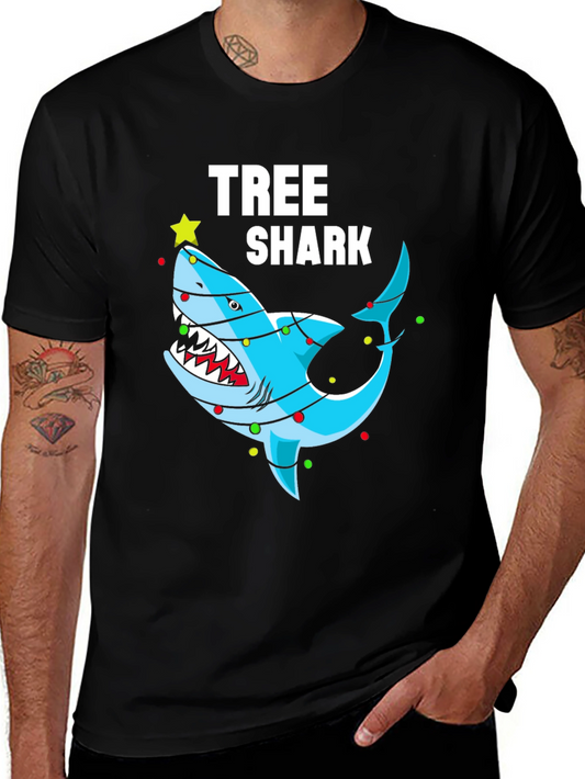 Tree Shark Christmas Graphic T-Shirt