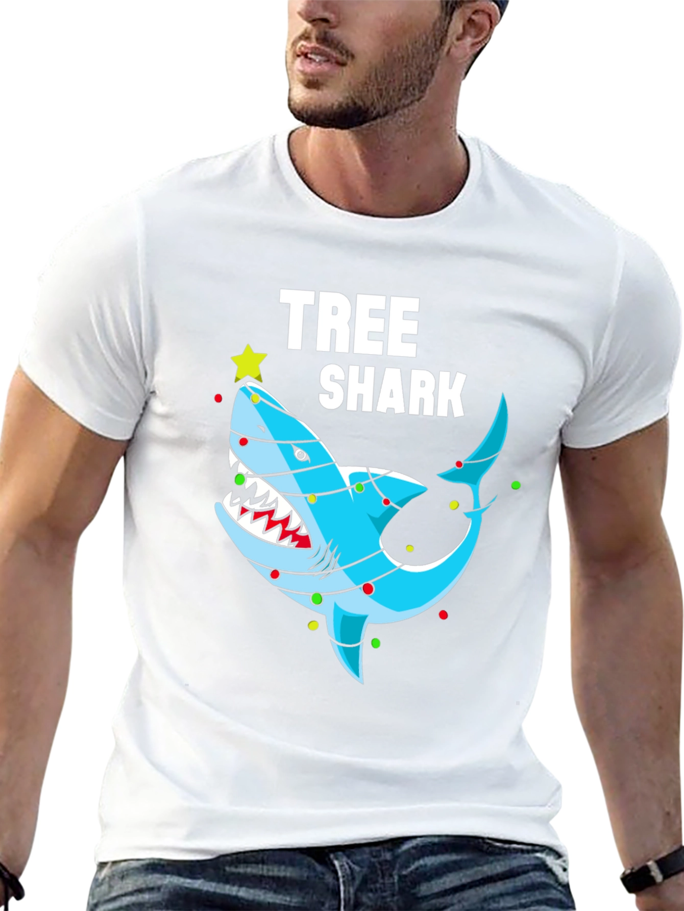 Tree Shark Christmas Graphic T-Shirt