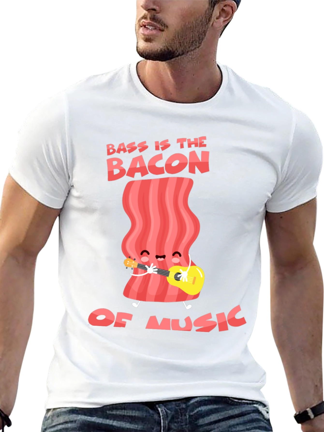 Bass is the Bacon of Music Funny Black T-Shirt