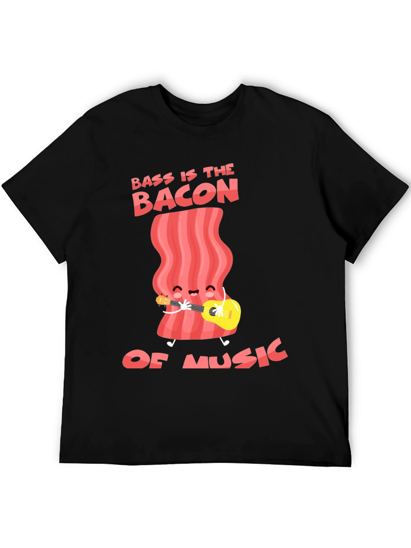Bass is the Bacon of Music Funny Black T-Shirt