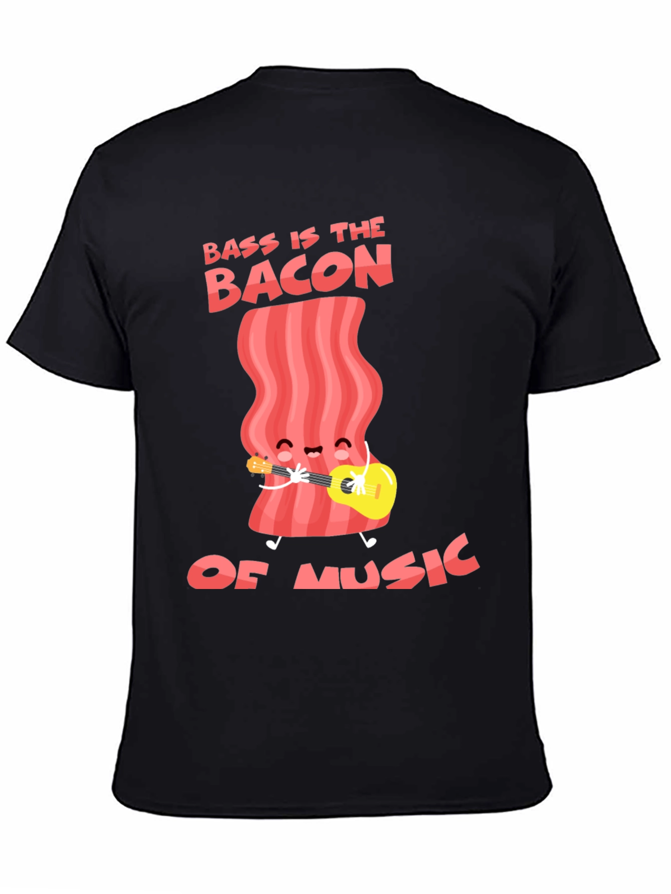 Bass is the Bacon of Music Funny Black T-Shirt