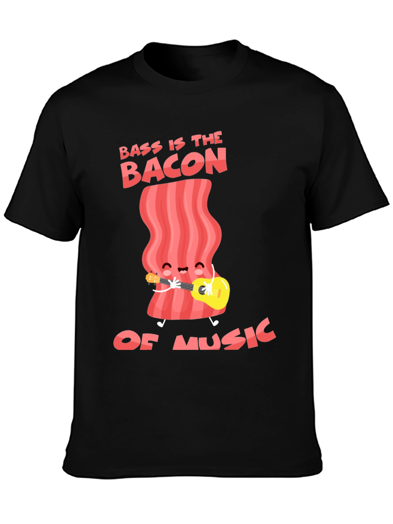 Bass is the Bacon of Music Funny Black T-Shirt