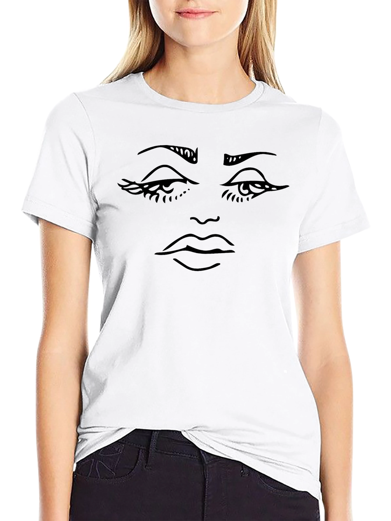 Abstract Face Graphic T-Shirt
