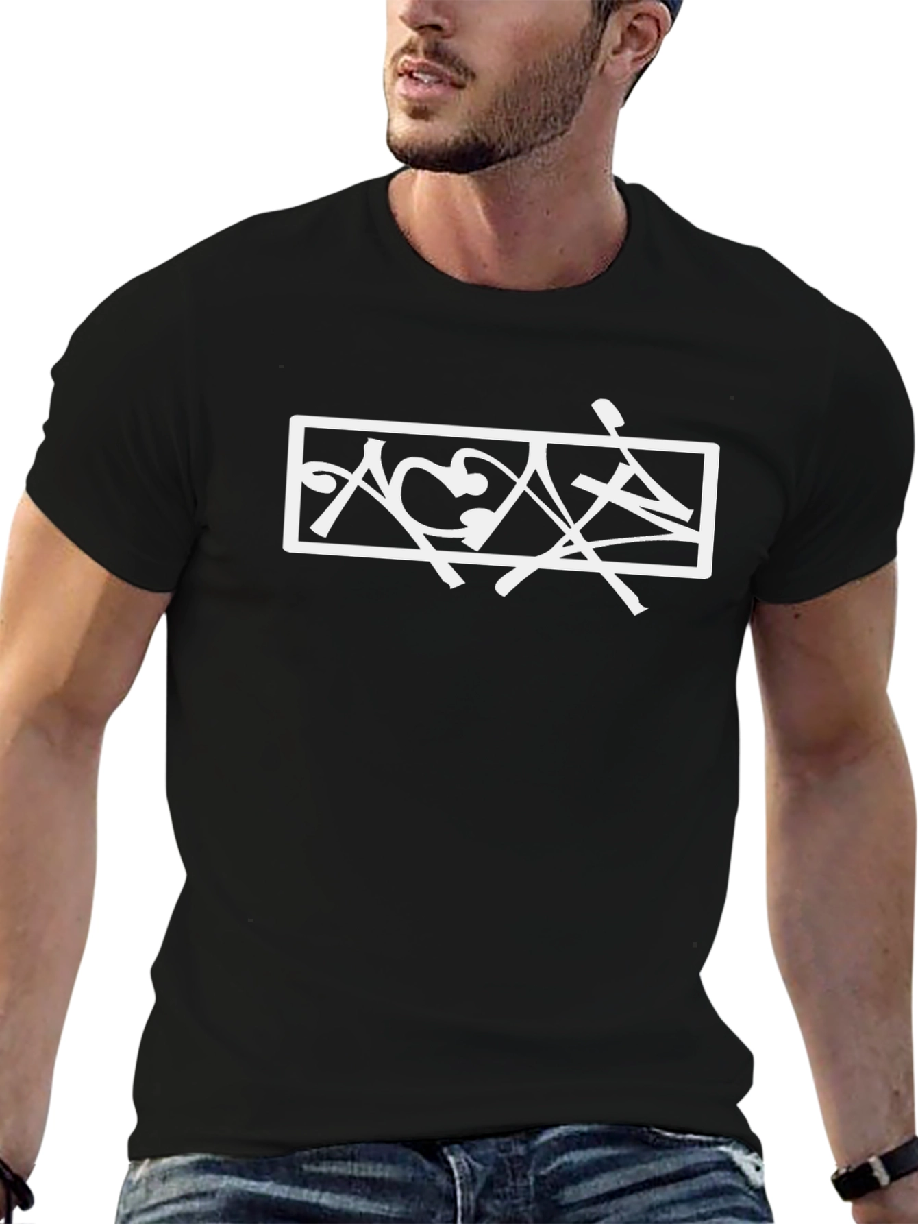 Abstract Graphic Tee - Stylish Black Cotton T-Shirt