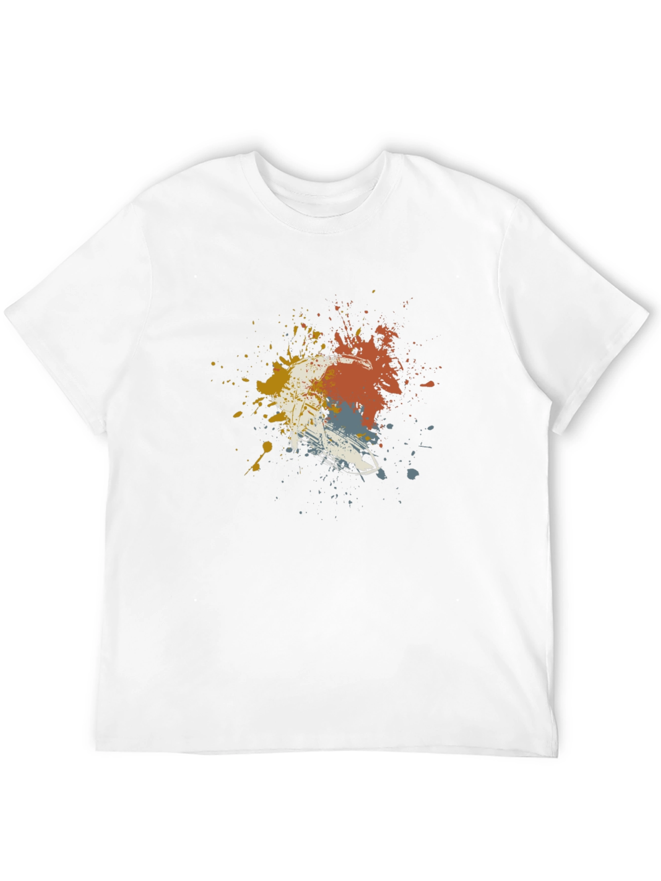 Abstract Paint Splatter Skier Graphic T-Shirt - Black