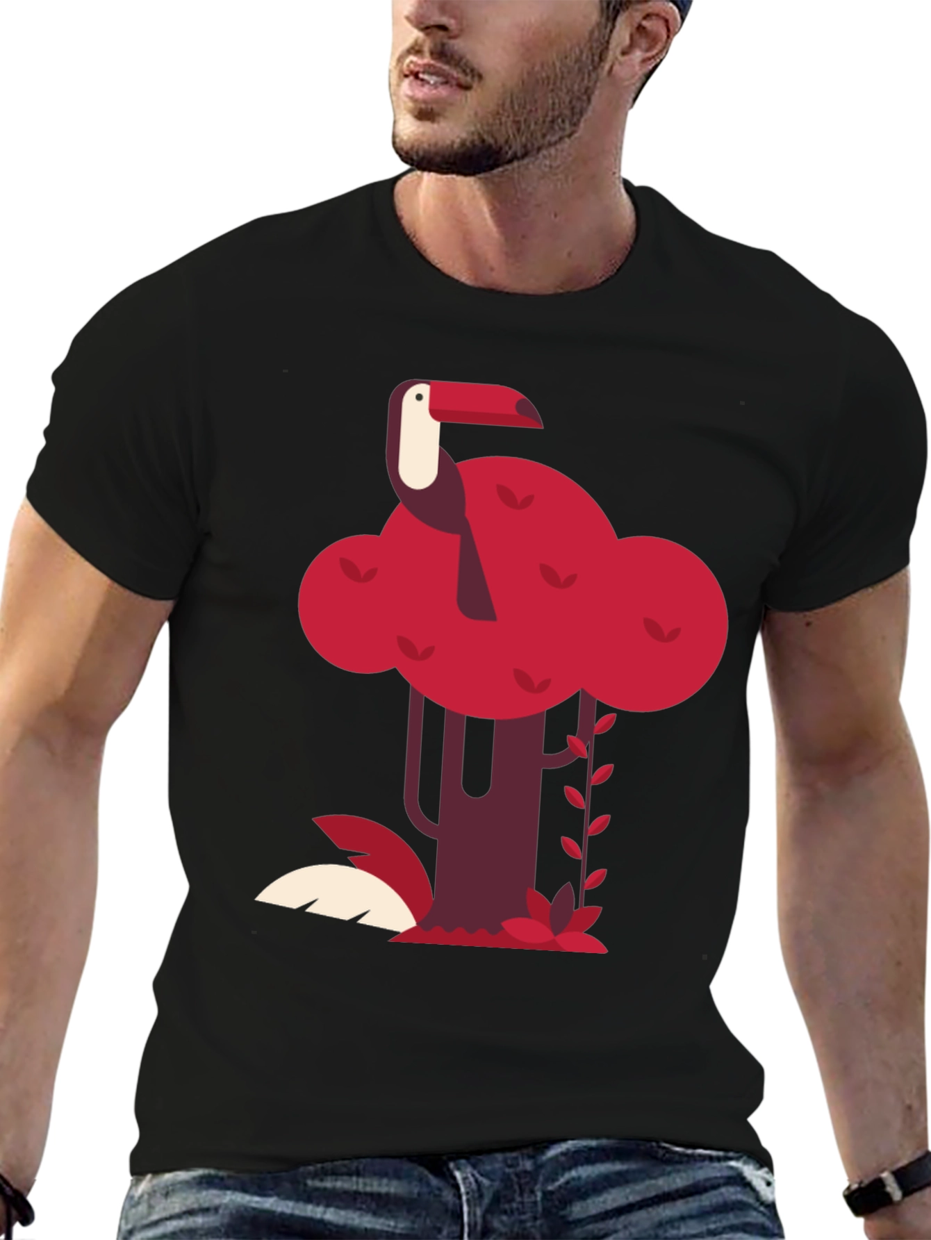 Tropical Toucan Graphic Tee - Black