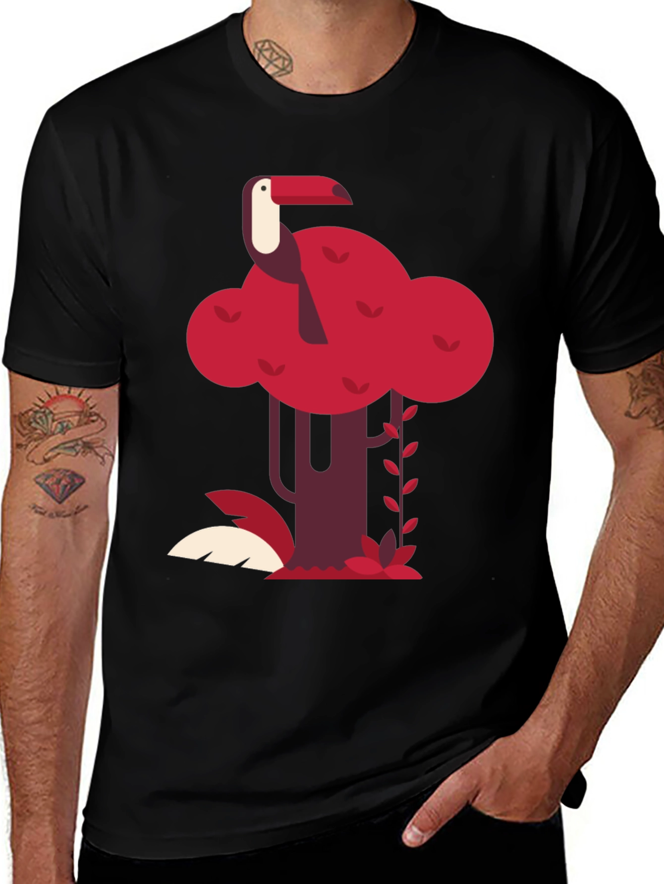 Tropical Toucan Graphic Tee - Black
