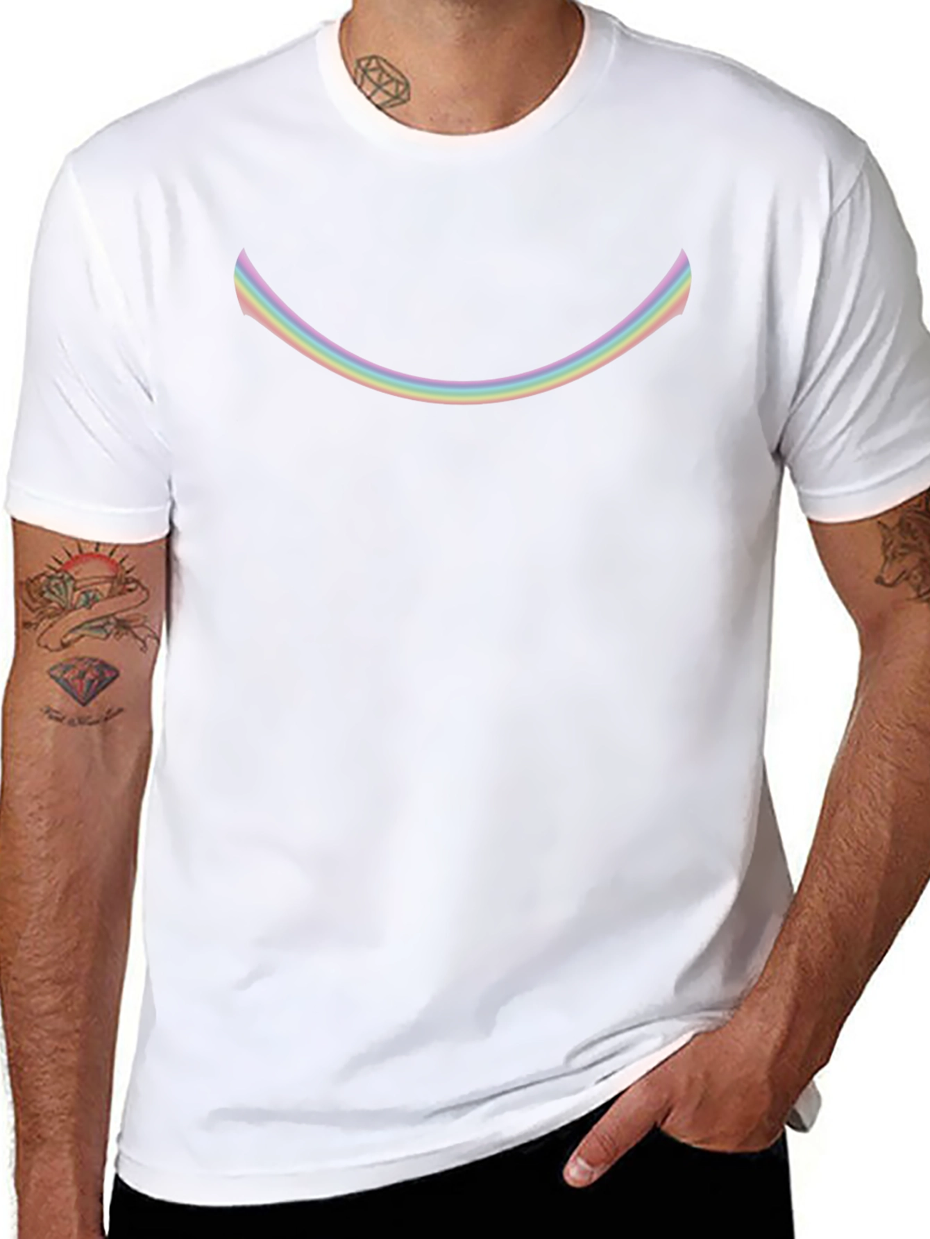 Rainbow Smile Graphic Black T-Shirt