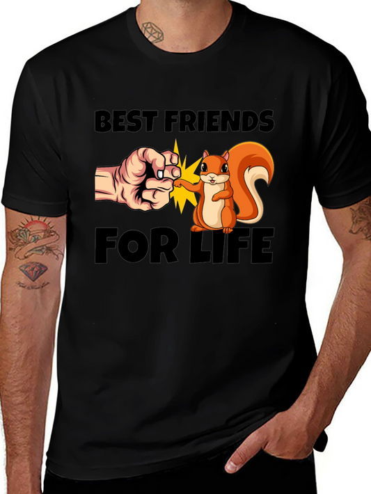 Best Friends for Life Graphic Tee - Squirrel Fist Bump T-Shirt