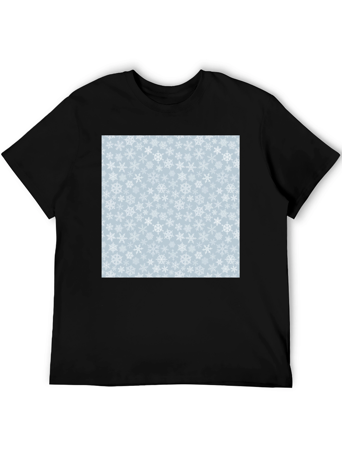 Snowflake Pattern Black T-Shirt