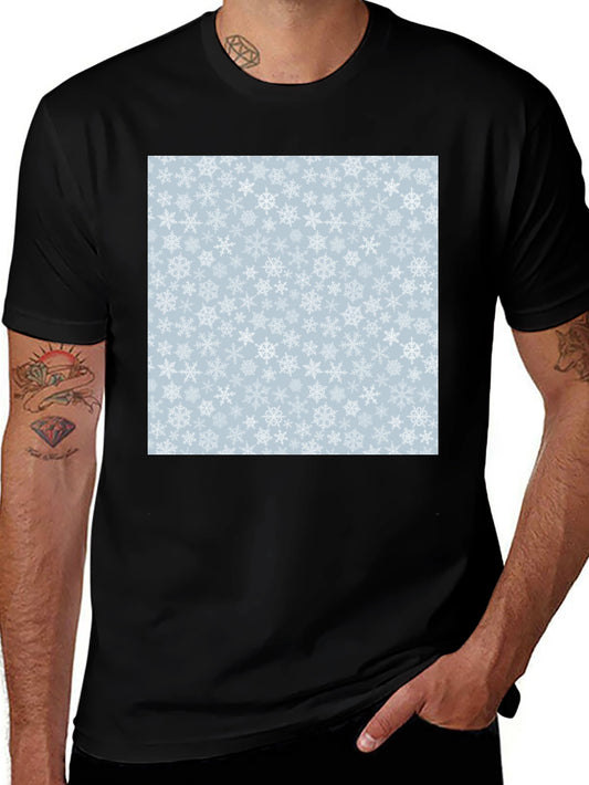 Snowflake Pattern Black T-Shirt