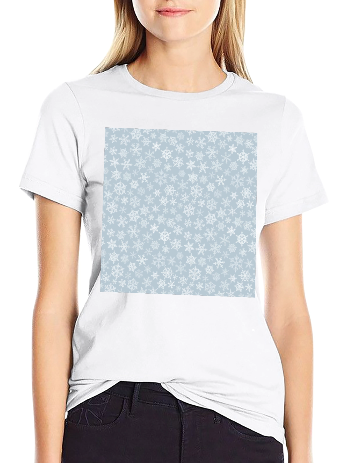 Snowflake Pattern Black T-Shirt