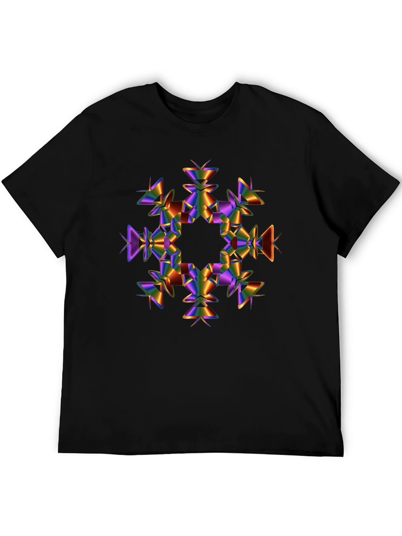 Abstract Prism Snowflake Black T-Shirt