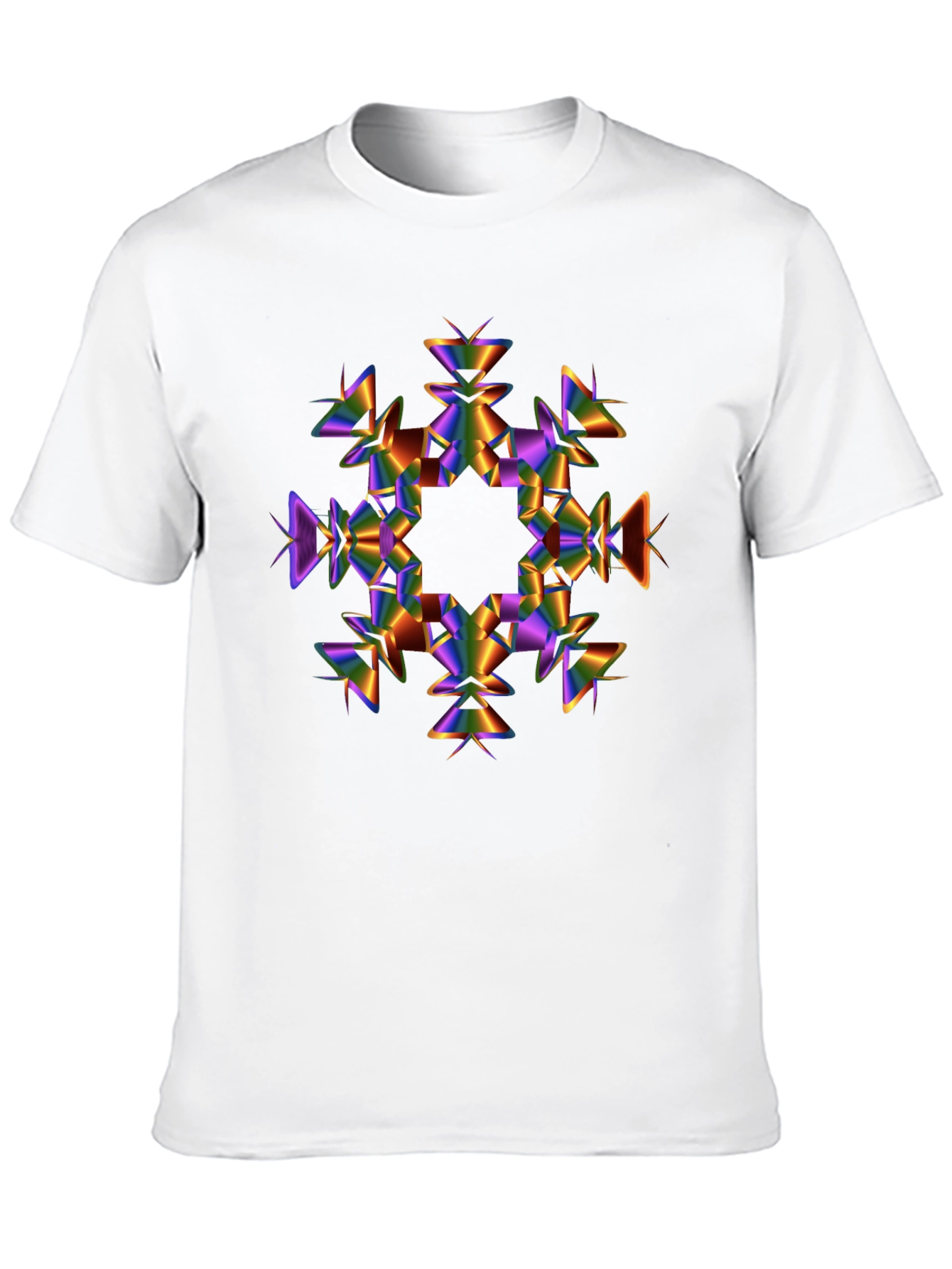 Abstract Prism Snowflake Black T-Shirt