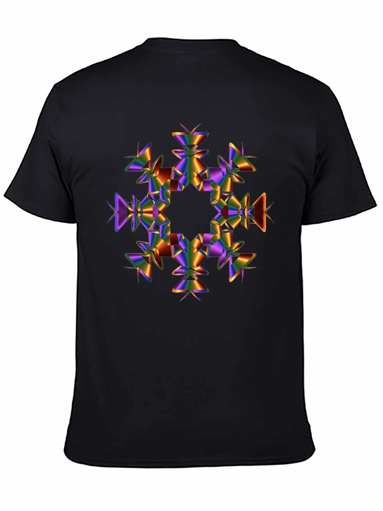 Abstract Prism Snowflake Black T-Shirt