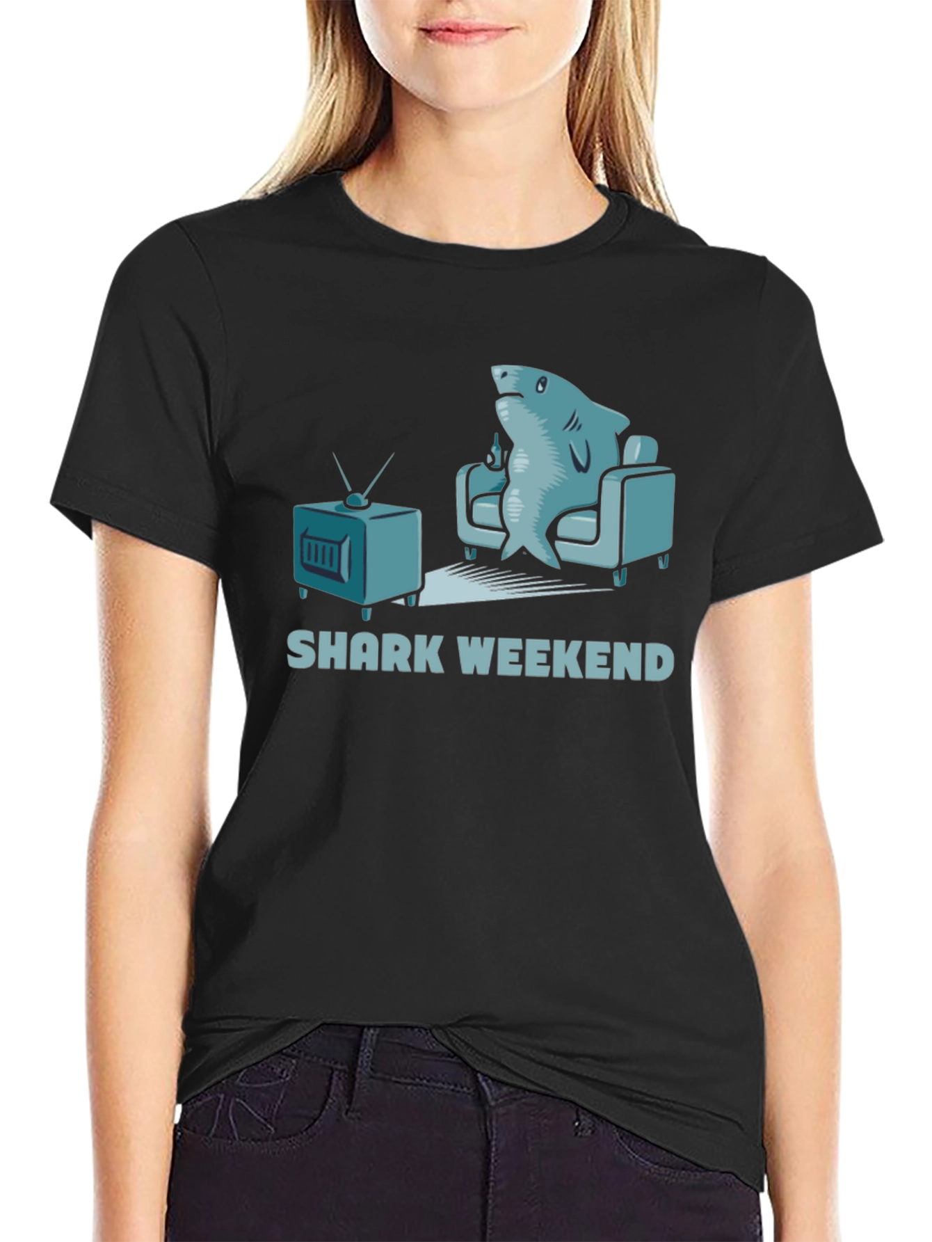 Shark Weekend T-Shirt - Relaxed Shark Watching TV
