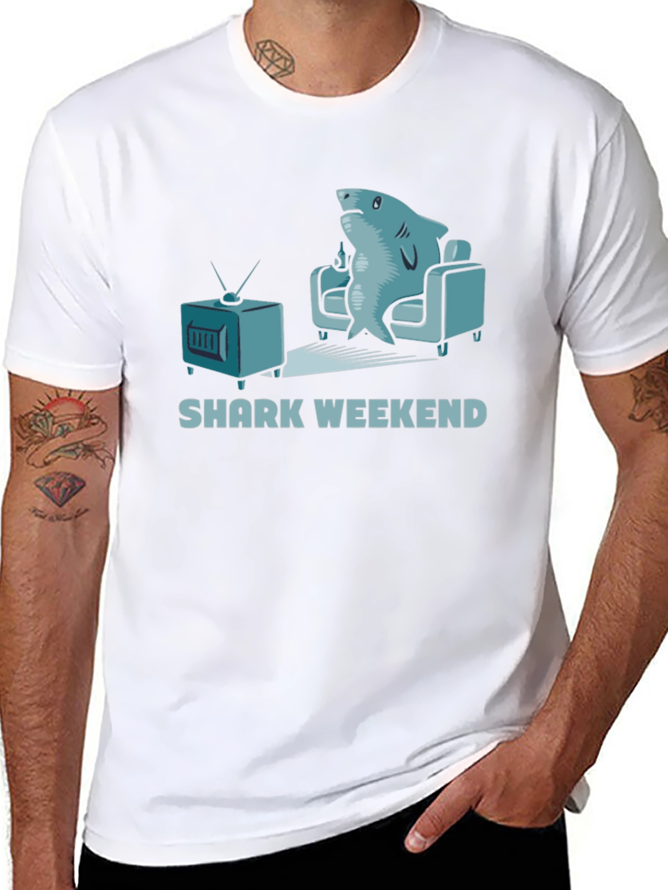 Shark Weekend T-Shirt - Relaxed Shark Watching TV